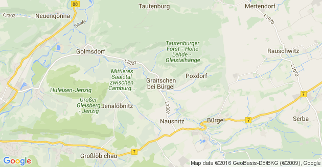 Karte Graitschen bei Bürgel