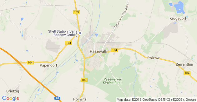 Karte Rossow bei Pasewalk
