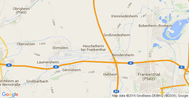 Karte Heuchelheim bei Frankenthal in der Pfalz