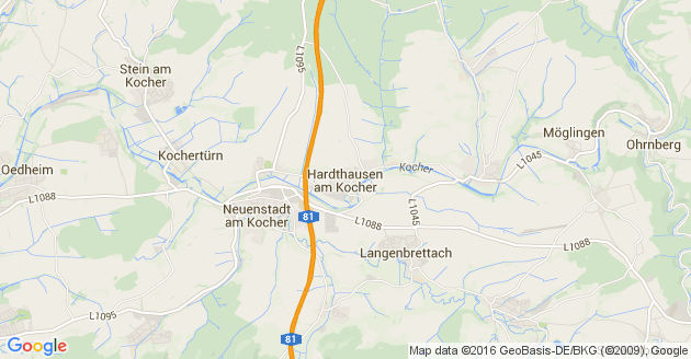 Karte Hardthausen am Kocher