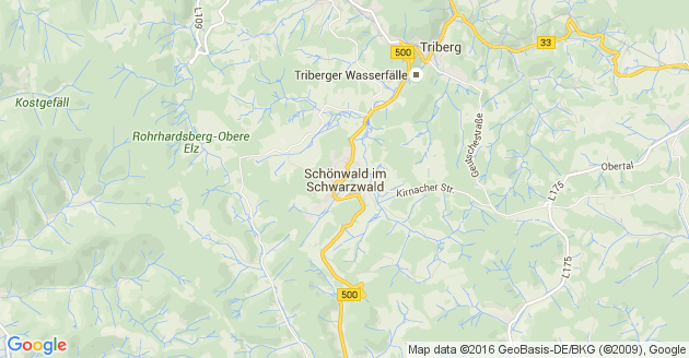 Karte Schönwald im Schwarzwald