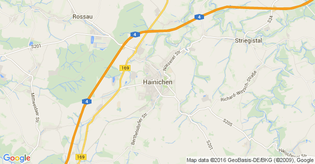 Karte Hainichen in Sachsen