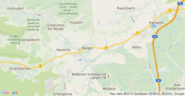 Karte Rauschwitz bei Eisenberg in Thüringen