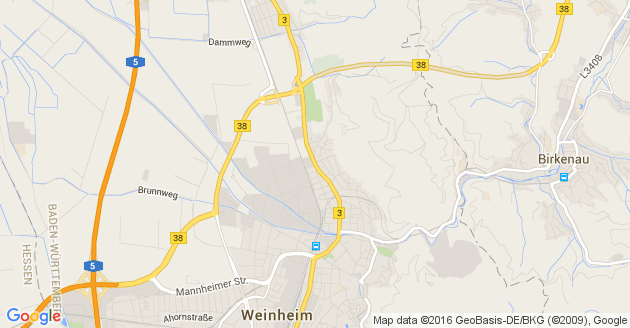 Karte Hemsbach an der Bergstraße