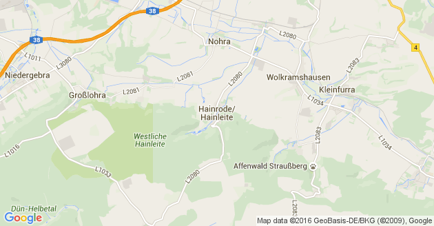 Karte Hainrode bei Nordhausen