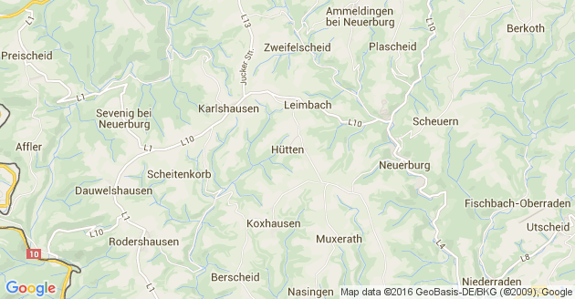 Karte Hütten in der Eifel