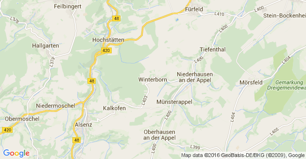 Karte Winterborn in der Pfalz