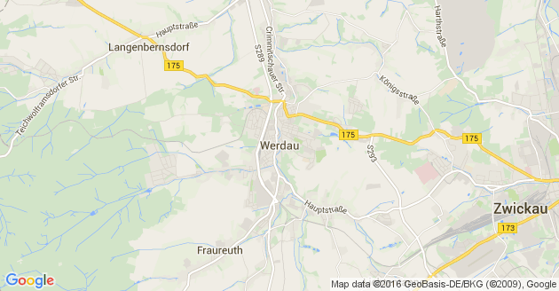 Karte Werdau in Sachsen