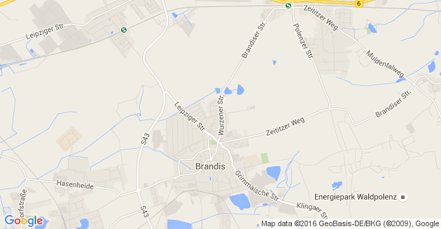 Karte Brandis bei Wurzen