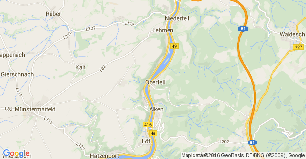 Karte Oberfell an der Mosel