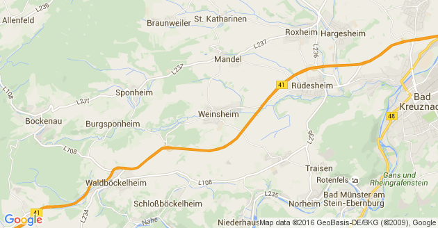 Karte Weinsheim Kreis Bad Kreuznach