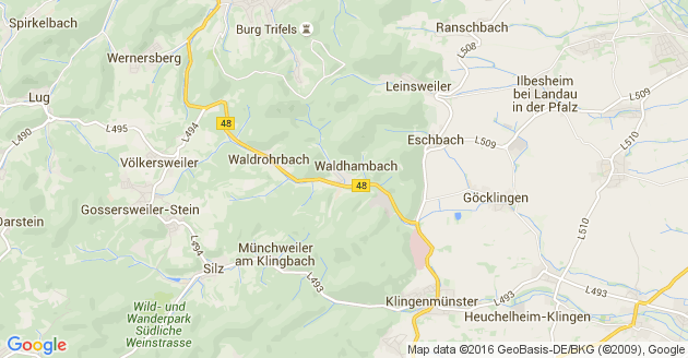 Karte Waldhambach in der Pfalz