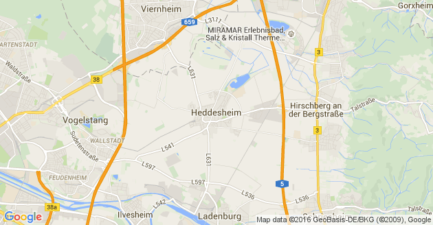 Karte Heddesheim in Baden