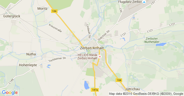 Karte Zerbst in Anhalt