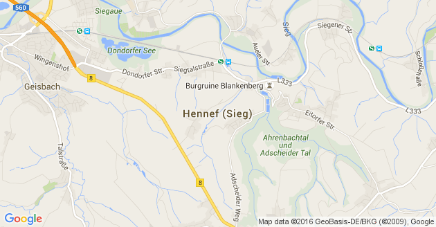 Karte Hennef an der Sieg     