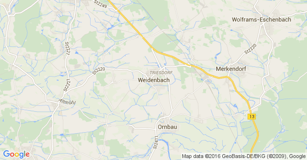 Karte Weidenbach in Mittelfranken