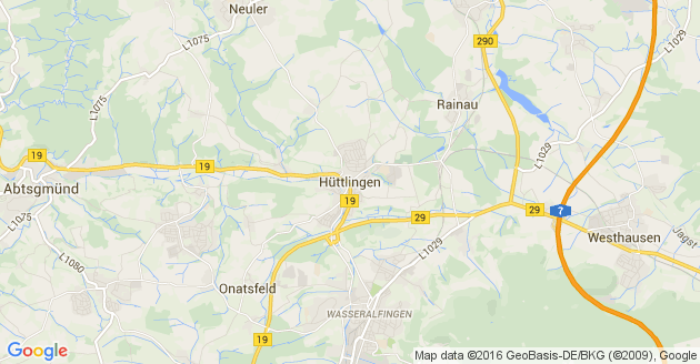 Karte Hüttlingen in Württemberg