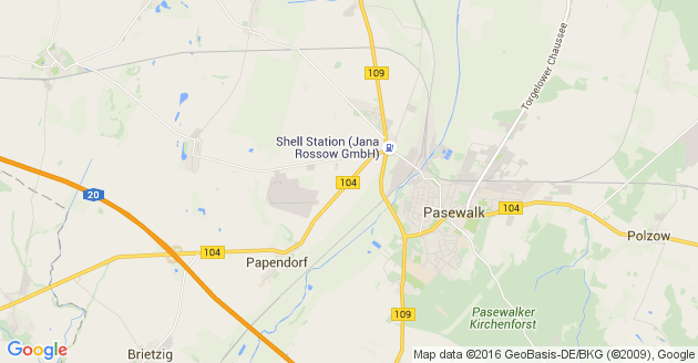 Karte Papendorf bei Pasewalk
