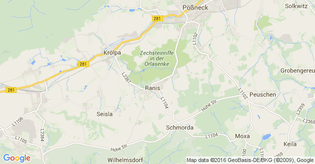 Karte Wilhelmsdorf bei Pössneck